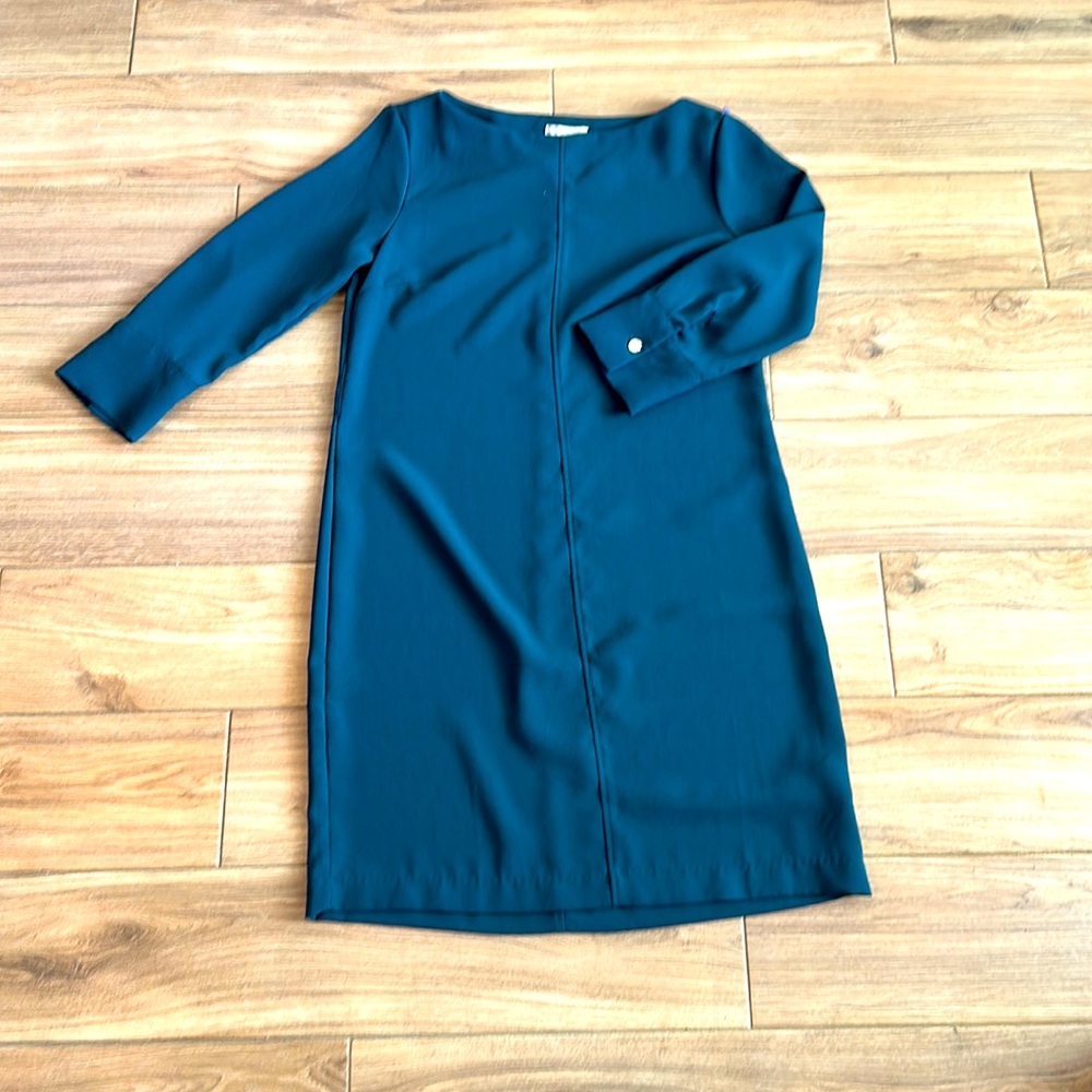 H&M Teal Green Shift dress 3/4 sleeve